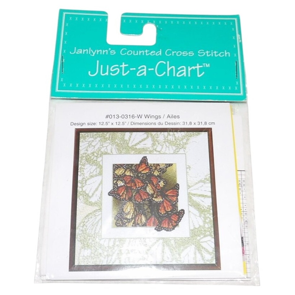 Janlynn Just-a-Chart Wings Monarch Butterfly Counted Cross Stitch Pattern